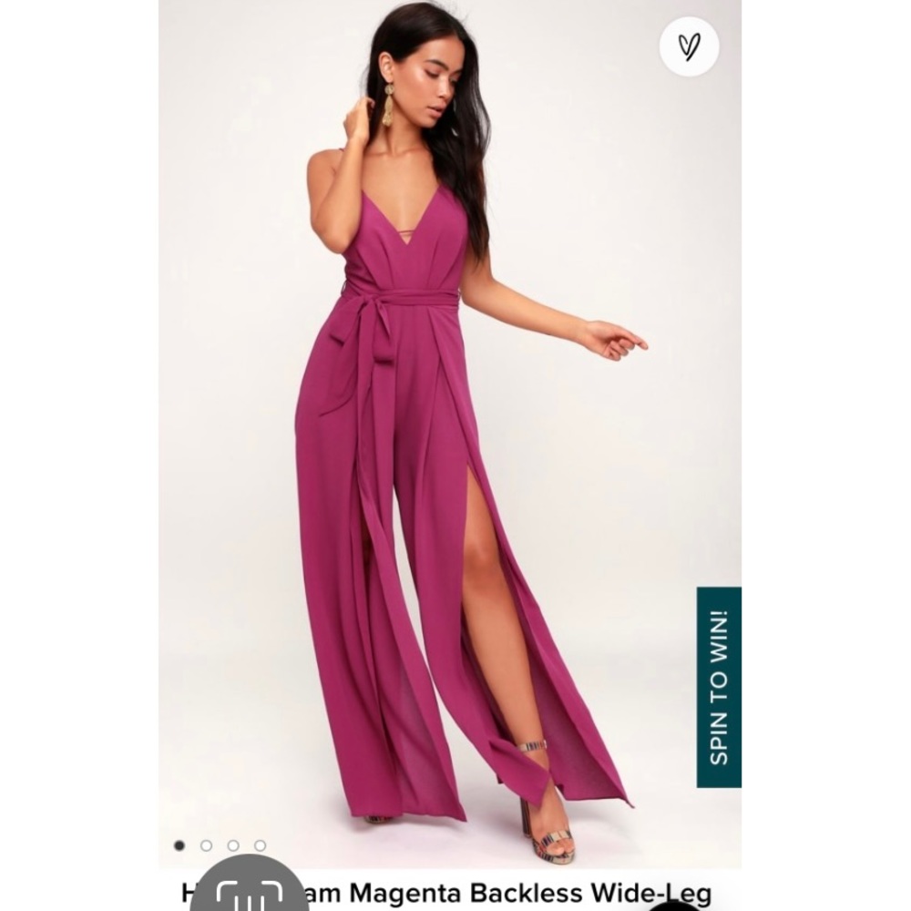 Lulu’s Hype Dream Magenta Backless Jumpsuit